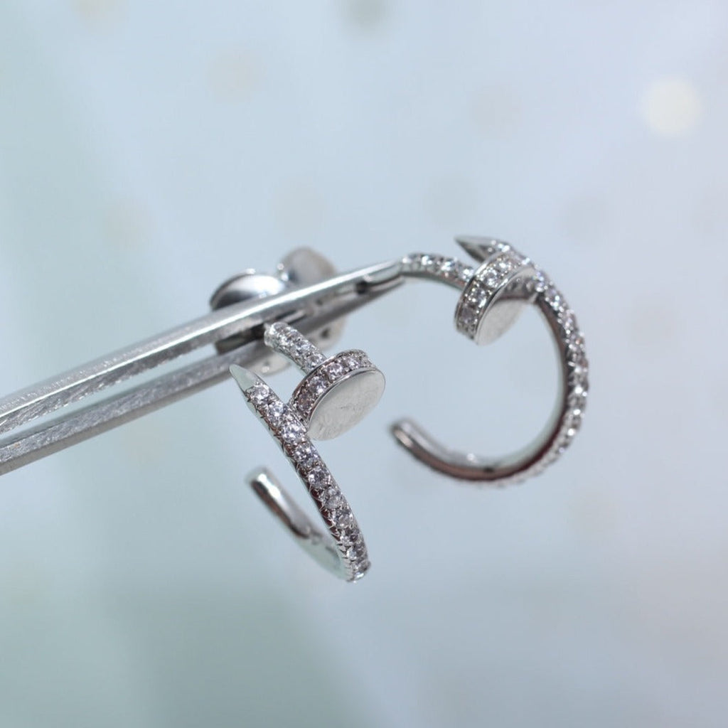 CARTIER JUSTE EARRINGS 12.75MM SILVER DIAMOND