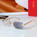 CARTIER C DE RIMLESS RECTANGULAR FRAME SUNGLASSES 580851 IN METAL