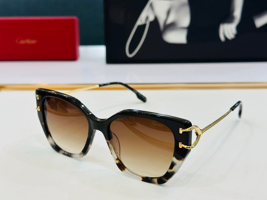 CARTIER C DE BUTTERFLY FRAME SUNGLASSES 530154 IN METAL AND ACETATE