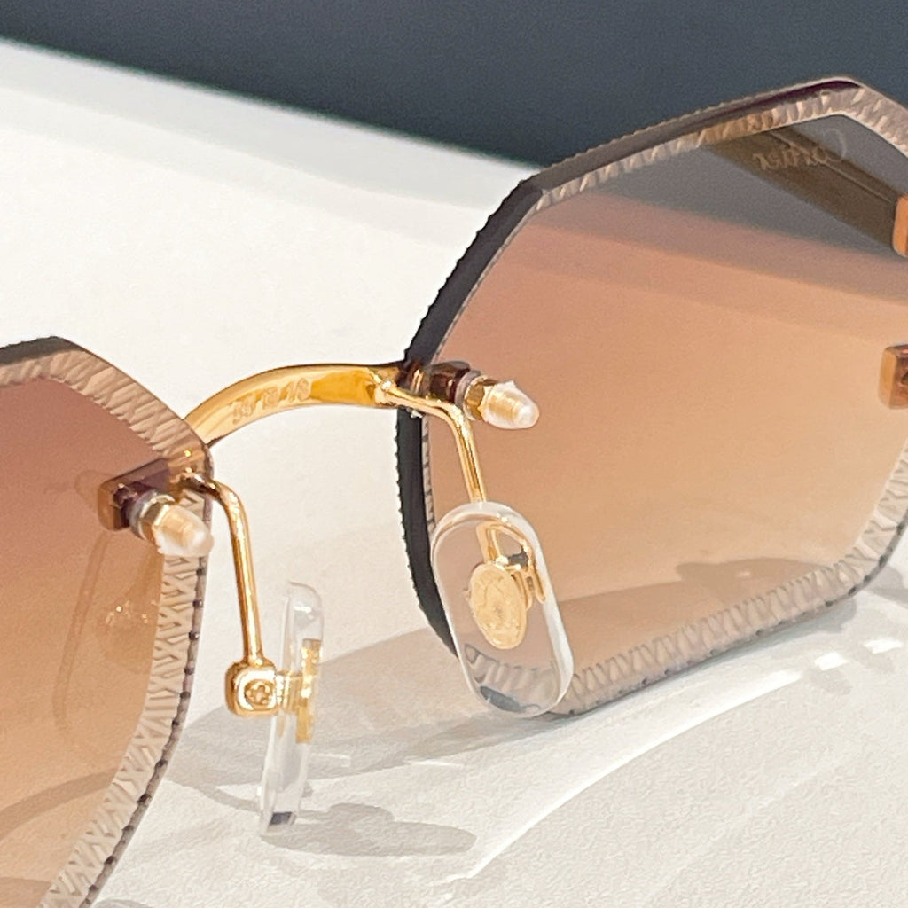 CARTIER C DE RIMLESS GEOMETRIC FRAME SUNGLASSES CT0092O IN METAL