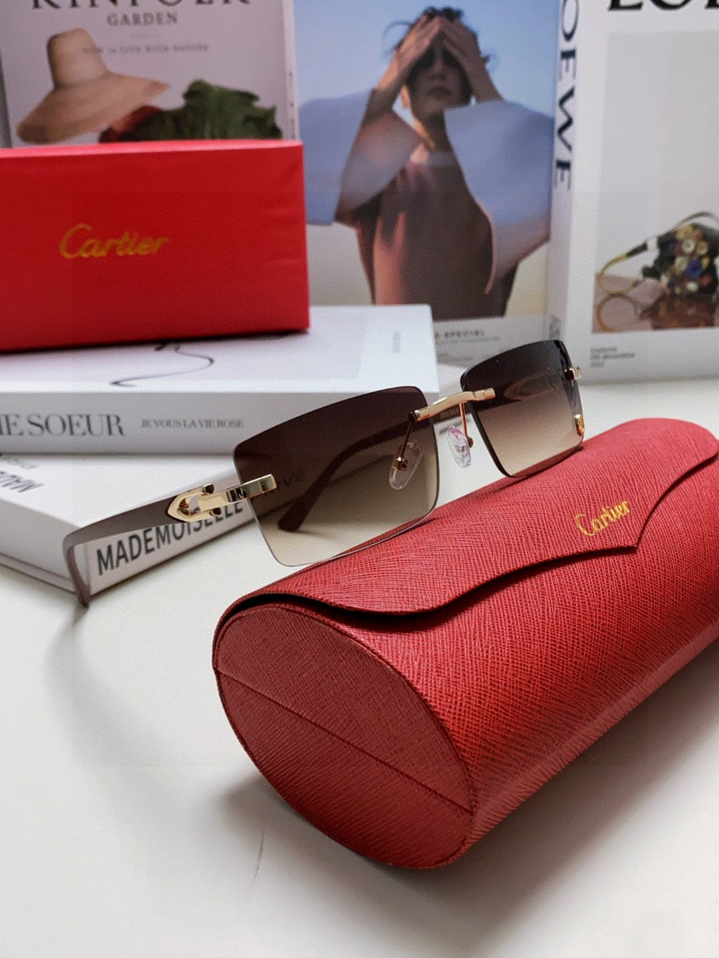 CARTIER C DE RECTANGULAR FRAME SUNGLASSES 555890 IN METAL AND ACETATE