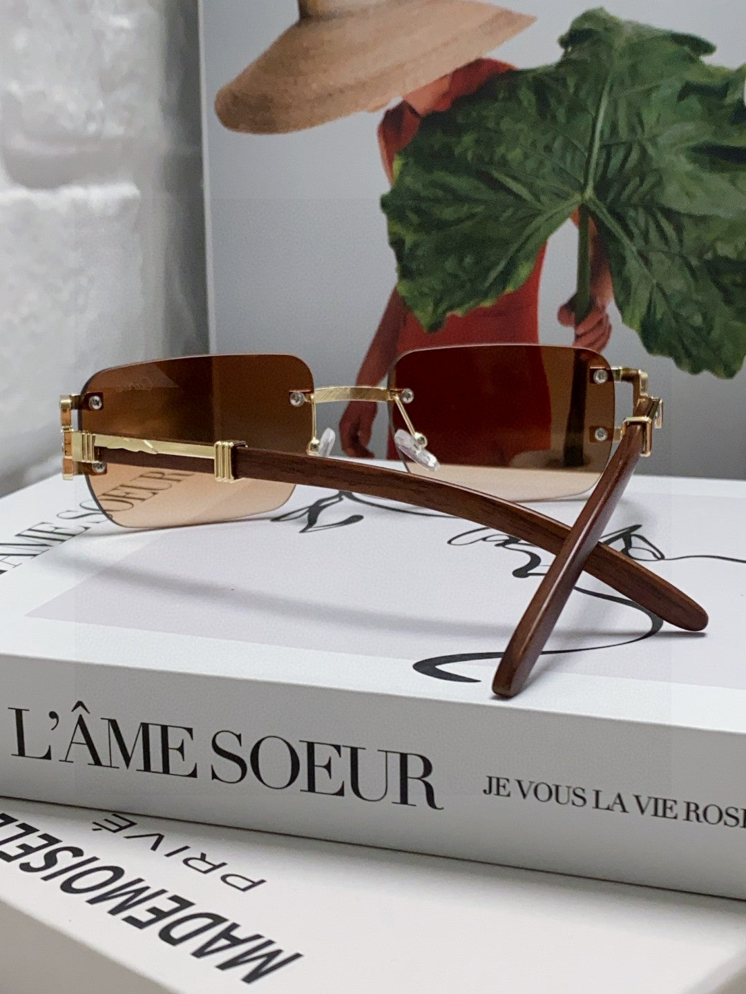 CARTIER CRYSTAL STUDDED C DE RECTANGULAR FRAME SUNGLASSES 533159 IN METAL