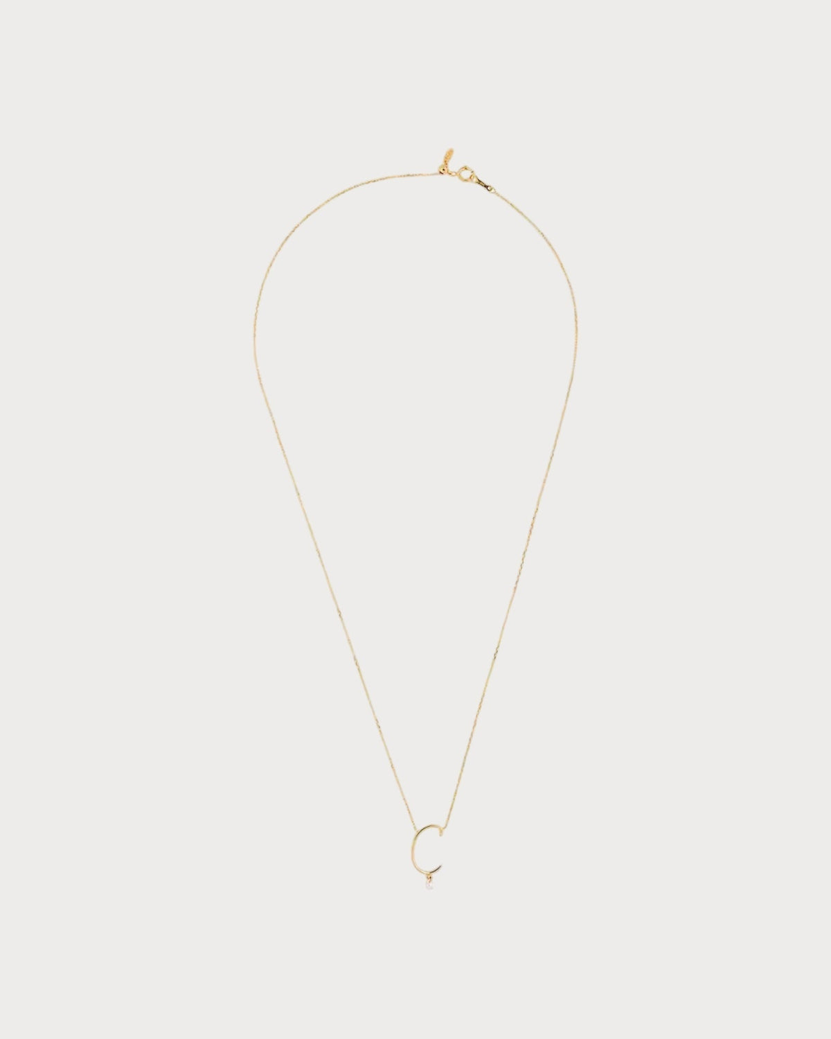 PERSEE Yellow Gold and Diamond Alphabet C Necklace(Yellow Gold)